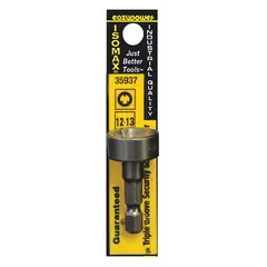 Tri-Groove Security Bit, #12/#13, Imperial, S2 Steel, Hex Shank
