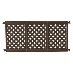This fence panel set includes three black resin panels with an overall height of 36 inches and length of 84 inches. Designed for outdoor use, the resin material resists weather and rot. Typical applications include privacy screens, windbreaks, and decorative boundaries for patios, gardens, and terraces.