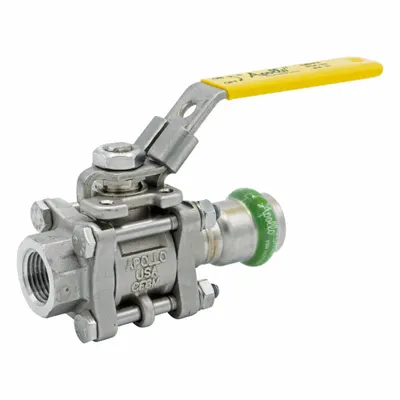 APOLLO Ball Valve: 1 in, Stainless Steel, Straight Valve Body, Press x NPT - Stainless Steel Ball Valves