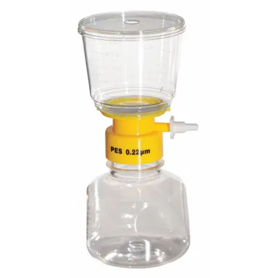 LAB SAFETY SUPPLY Filter Unit: 0.22 um Max Particle Size, 75 mm Dia, PES, Includes Stopper - Vacuum Filter Systems