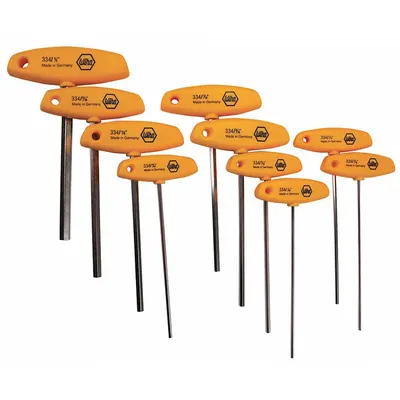 WIHA Hex Key Set: 6 - 10 Pieces, Classic Grip, T, SAE, Std End, Long, 10 Pieces - T-Shaped Hex Key Sets