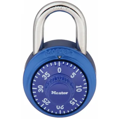MASTER LOCK Combination Padlock: Dial Combo, Blue, Steel, Std Shackle - Standard Shackle Combination Padlocks