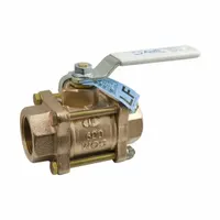 Three-piece bronze ball valve with press x press connections for fast, no-thread installation. Lever handle actuation. Rated to 600 psi CWP. Suitable for on/off fluid control in industrial piping systems, including HVAC and plumbing applications
