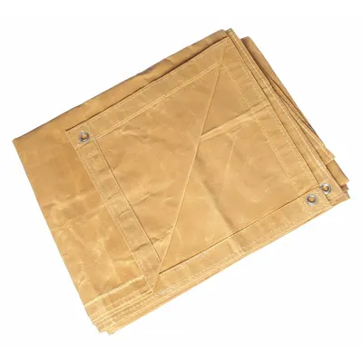 OEM APPROVED VENDOR Heavy Duty Wax-Coated Cotton Canvas Tarp, 9.5 ft x 11.5 ft, Tan - Canvas Tarps