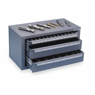 HUOT End Mill Chest, 29 Compartments, 1/8" to 1" Capacity - End Mill Chests