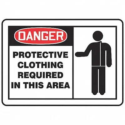 ACCUFORM Danger: Protective Clothing Required In This Area Adhesive Sign, 5 Pack - Danger: Protective Clothing Required In This Area Signs