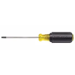 Steel Torx screwdriver with T20 tip size and 4-inch shank length. Cushion grip handle provides user comfort. Suitable for driving and removing T20 Torx fasteners in general maintenance and assembly tasks.