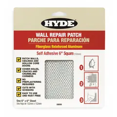 This drywall repair patch measures 6 inches by 6 inches in gray color, providing 0.25 square feet of coverage. It is used for patching holes and cracks in drywall surfaces prior to painting or finishing.