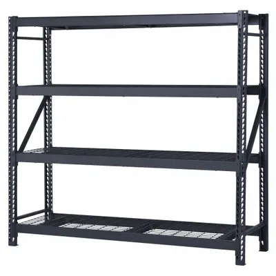 EDSAL Bulk Storage Rack: Starter, Medium-Duty, 77 in x 24 in x 78 in, Steel Wire - Medium-Duty Lock-Beam Wire Decking Bulk Racks