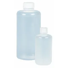 Polypropylene Narrow Mouth Round Lab Bottle, 32 fl oz (1 L), Colorless, Unlined Closure Included