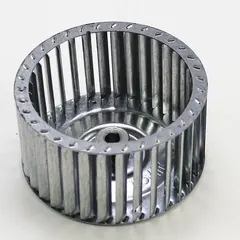 Venter wheel for HVACR systems, designed to move air through combustion or ventilation chambers. Compatible with manufacturer part number FE100. Used as a direct replacement component in specified heating equipment to maintain proper airflow.