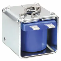 General-purpose solenoid valve coil without junction box. Operates at 120V with 17W power consumption. Features spade terminal electrical connections. Suitable for actuating compatible solenoid valves in fluid and gas control systems.