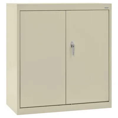 SANDUSKY Commercial Shelf Cabinet, 36x24x36 in, Tan, Swing Handle & Keyed Lock - Commercial Shelf Cabinets