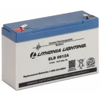 Battery: Sealed Lead Acid, 6 V Volt, 12 Ah Battery Capacity, 3 3/4 in Overall Ht, 2 in Overall Dp (MPN ELB 0612A)