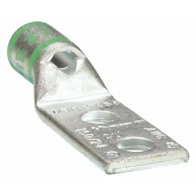 OEM Compression Lug: For 1 AWG, Stranded Wire, 1/4 in Stud Size, Std - Two-Hole Compression Lugs