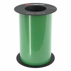 Continuous thermal transfer label roll in green gloss vinyl, 8 inches wide by 75 feet long. Suitable for indoor and outdoor use. Compatible with LabelTac 6 printer series. Used for creating durable safety and identification labels in industrial environments.