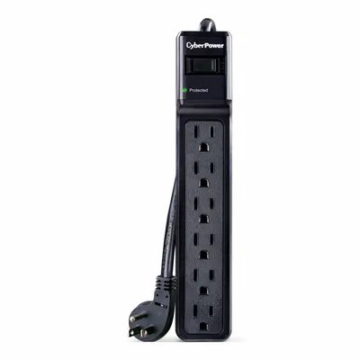 CYBER POWER Outlet Strip: 6 Outlets, 4 ft Cord Lg, 600 J Rated Energy, 15 A Current - General Purpose Surge Protectors