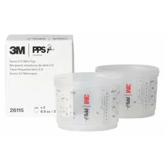 Siphon feed spray gun cup designed for use with 3M PPS systems. Made of plastic and supplied as a 2-pack of hard cups. Compatible with the 26000 PPS system. Used in industrial painting and coating applications.
