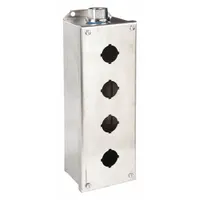 SCHNEIDER ELECTRIC Push Button Enclosure: 30mm, 4 Holes, 304 Stainless Steel, NEMA 1/12/3/4/4X (MPN 9001KYSS4)