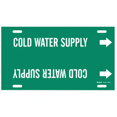 BRADY Cold Water Supply Strap-On Pipe Marker - Cold Water Supply Strap-On Pipe Markers