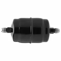 Steel shell filter drier for 8 ton systems, compatible with HFO refrigerants. Uses molecular sieve to remove moisture, acids, and contaminants. Suitable for liquid line applications in refrigeration and air conditioning systems. Length: 6.3 inches.