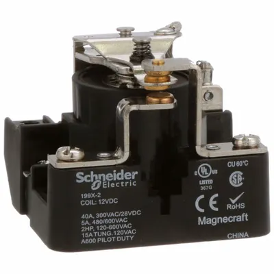 SCHNEIDER Open Power Relay: Surface Mounted, 40 A Current Rating, 12V DC, SPDT - Surface-Mounted Relays
