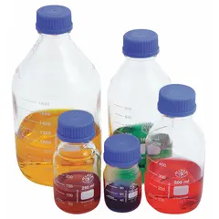 Glass Lab Media Bottle, 2 L, GL-45, Narrow Mouth, Colorless, with Drip-Free Ring