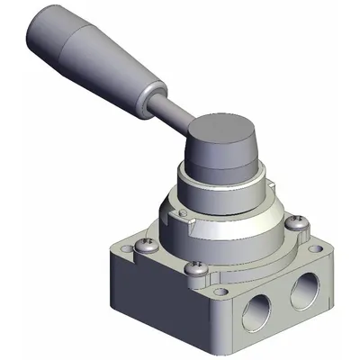 SMC Hand Valve: VH Series, Lever Actuator, 1/4 in NPT, Side-Ported Body - VH Series Manual Air Control Valves