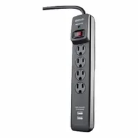 WOODS Surge Protector: 4 Outlets, 4 ft Cord Lg, 1,180 J Rated Energy, 15 A Current, Black, 5-15P (MPN 41304)