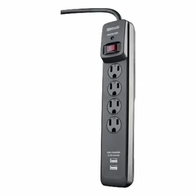 WOODS Surge Protector: 4 Outlets, 4 ft Cord Lg, 1,180 J Rated Energy, 15 A Current - General Purpose Surge Protectors