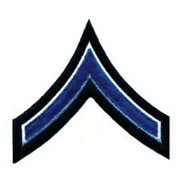 HEROS PRIDE Embroidered Patch: PFC, 3 1/2 in, Black, Polyester/Rayon, Rank Insignia, 1 PR (MPN 5425P)