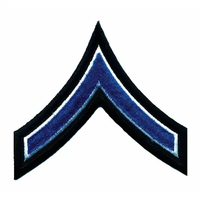 HEROS PRIDE Embroidered Patch: PFC, 3 1/2 in, Black, Polyester/Rayon, Rank Insignia - Embroidered Insignia