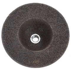 Type 11 flaring cup wheel, 6" diameter, 2" thickness, 5/8"-11 arbor. Hardness Q. Designed for high-performance grinding of stainless steel and nickel alloys. Suitable for weld preparation, surface blending, and other industrial material removal tasks.