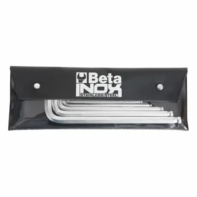 BETA Hex Key Set: 6 - 10 Pieces, INOX, T, Metric, Single Ball End, Long, 9 Pieces - Stainless Steel Hex Key Sets