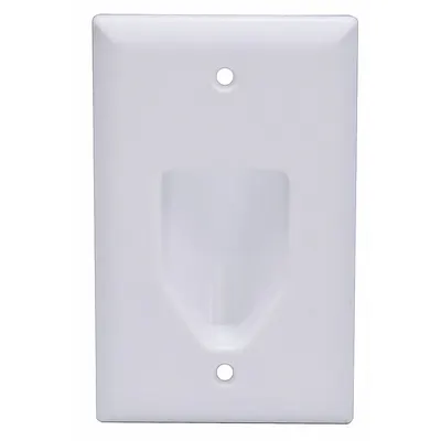MONOPRICE Audio/Video Wall Plate: White, 1 Gang, 1 Port, Recessed Module, Plastic - Cable-Managing Wall Plates