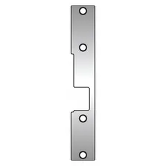Electric strike faceplate from HES, 1 3/8 in wide by 9 in tall, compatible with Series 1006 electric strikes. Used in access control systems to provide a finished interface between the strike and door frame, ensuring proper alignment and operation of the locking mechanism.