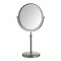 SEE ALL Makeup Mirror: Round, Glass, 13 in Overall Ht, 13 in Overall Wd, 5 in Overall Dp, Table Top (MPN JNTP95)