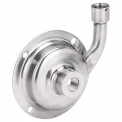 Straight centrifugal pump head with closed impeller, volute, and housing all constructed of 304 stainless steel. Compatible with 56J NEMA motor frames, supports maximum 1/2 hp at 60 Hz. Discharge rotates 360° in 90° increments. Used for transferring clean, non-aggressive liquids in water circulation, cooling systems, and general fluid handling.