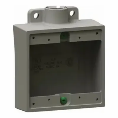 HUBBELL KILLARK Device Box: Aluminum, Square, 2 Gangs, 1 in Hub Size, 32 cu in Capacity - Aluminum Weatherproof Electrical Boxes