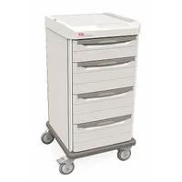 METRO Bedside & Nurse Server Cart: Polymer, (4) Swivel, Taupe, White, 4 Drawers, 1 Shelves (MPN SXRS43CM1)