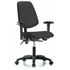 Vinyl Lab Chair with Arms, 19-24 in Height, Nylon Base