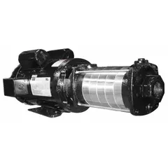 Horizontal booster pump for increasing water pressure in commercial and industrial water supply systems, irrigation networks, and HVAC applications. Delivers 36 gpm at best efficiency flow and 121 psi shut-off pressure. Single-phase 230V AC motor.