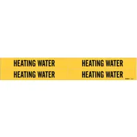 Pipe Marker: Heating Water, Yellow, Black, Fits 3/4 to 2 3/8 in Pipe O.D., 4 Pipe Markers (MPN 7128-4)