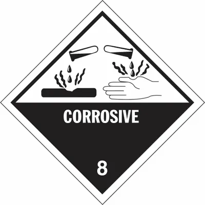 JJ KELLER Class 8 Corrosive Label 4x4 Paper 500 PK - Class 8: Corrosive