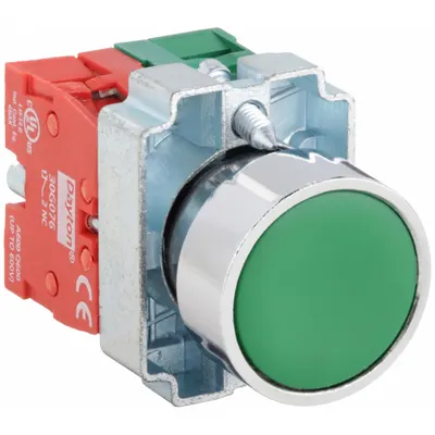 Dayton Flush Push Button Operator: Non-Illuminated, Flush Profile, Metallic, 22 mm - Flush-Mount Push Buttons