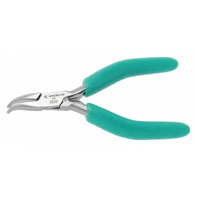 EXCELTA Bent Long Nose Plier: ESD-Safe, 1/2 in Max Jaw Opening, 4 3/4 in Overall Lg - Bent Needle-Nose Pliers