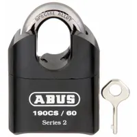 ABUS Combination Padlock: Scrolling Combo, Black, Steel, Covered Shackle, Steel Shackle (MPN 190CS/60)