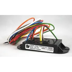 Flasher relay for controlling headlight flashing in automotive electrical systems. Operates at 10/16V DC and includes an 18-inch wire lead for connection. Suitable for use in vehicles requiring a headlight flasher function.