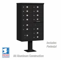 Cluster Box Unit: CBU, 14 Doors, Horizontal, 62 in H x 30 1/2 in W x 18 in D, Pedestal Mounting (MPN 3313BLK-U)