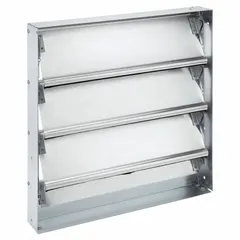This backdraft damper is designed for 16-inch nominal duct diameter and prevents reverse airflow in ventilation systems. It features a single-panel flat blade construction, horizontal airflow direction, and vertical mounting position. Suitable for exhaust or supply air applications where backdraft prevention is required. Maximum air velocity: 2000 fpm.